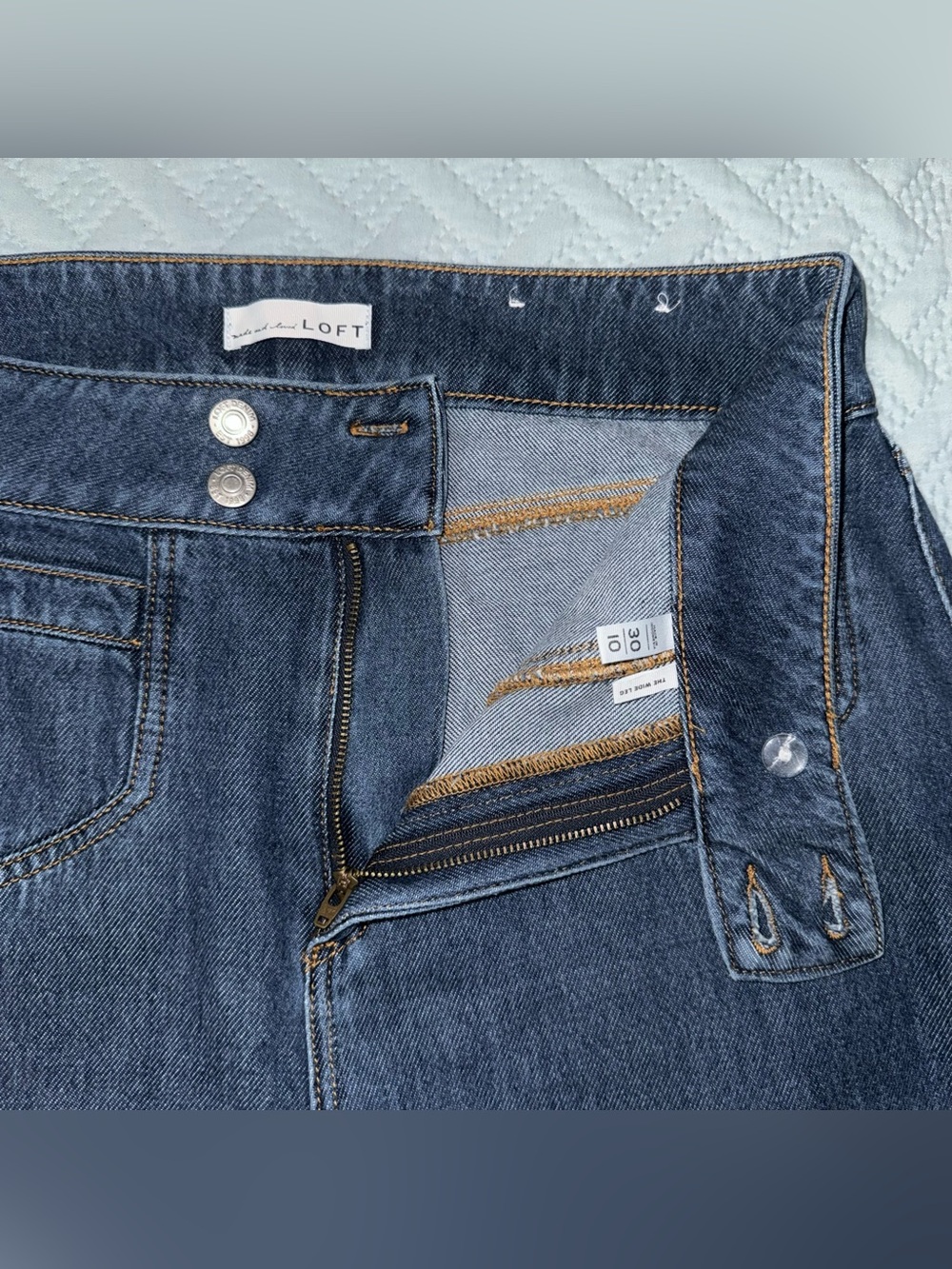 Loft Patch Pocket Wide Leg High Rise Trouser Jeans NWOT - Picture 7 of 9